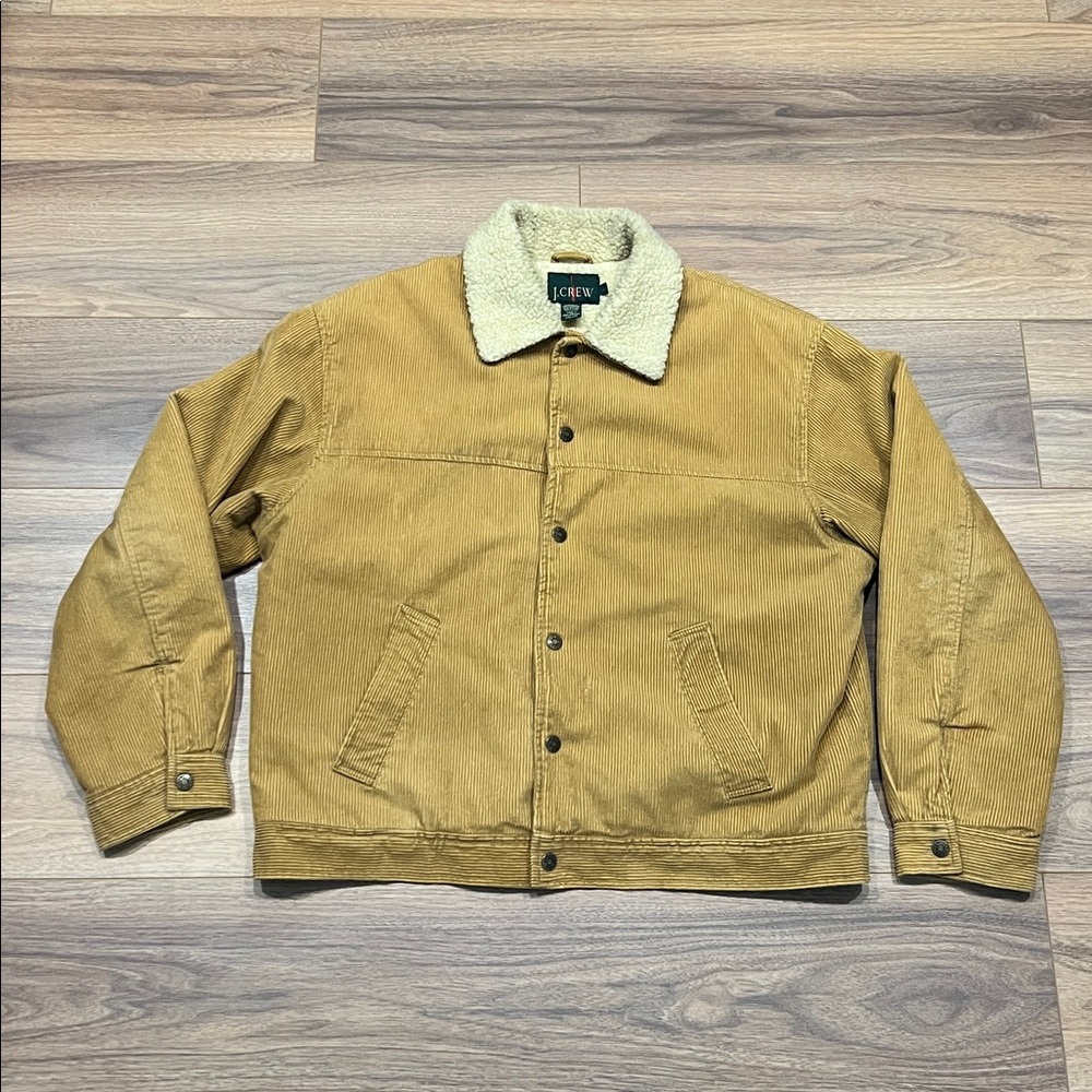 J. Crew Vintage Oarsmen Corduroy Jacket with Sherpa Lining in Tan Size Large